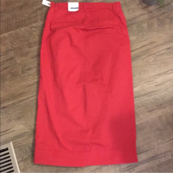 1 Left! Long Modest Red Khaki Jean Skirt - Picture 3 of 5